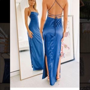 Beginning Boutique Blue Slip Formal Dress XS